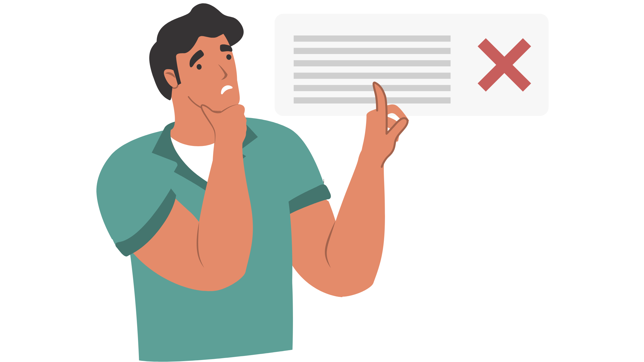 Worried man looking at a mistake