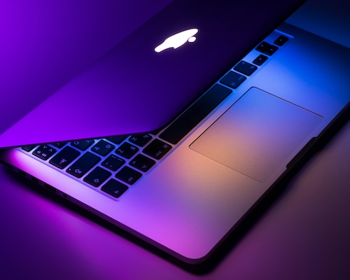 glowing macbook