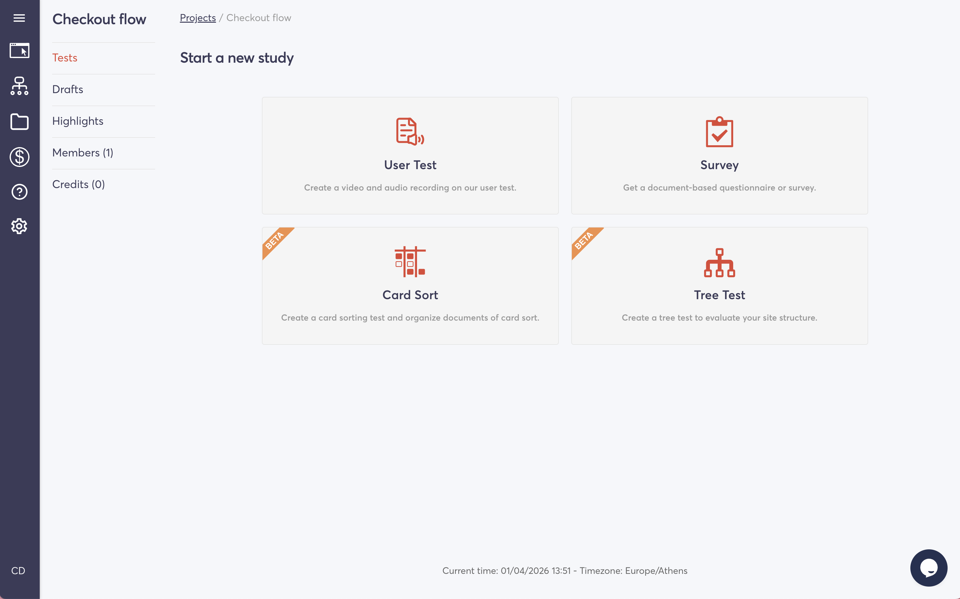 Userfeel platform screenshot