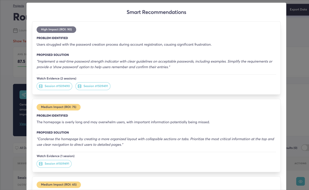 Userfeel platform screenshot